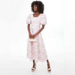 Hyacinth House Pink Jacquard Empire Ella Maxi Dress Floral Tuckernuck Wedding XS